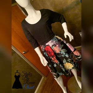 3/4 Quarter Length Sleeve Fit & Flare Dress